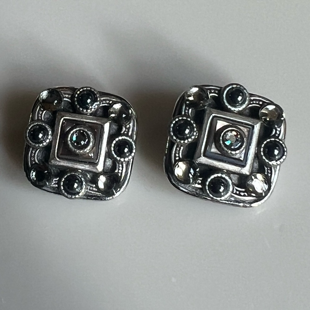 Michal Golan Clip Hand Crafted Earrings Silver & Semi Precious Stones